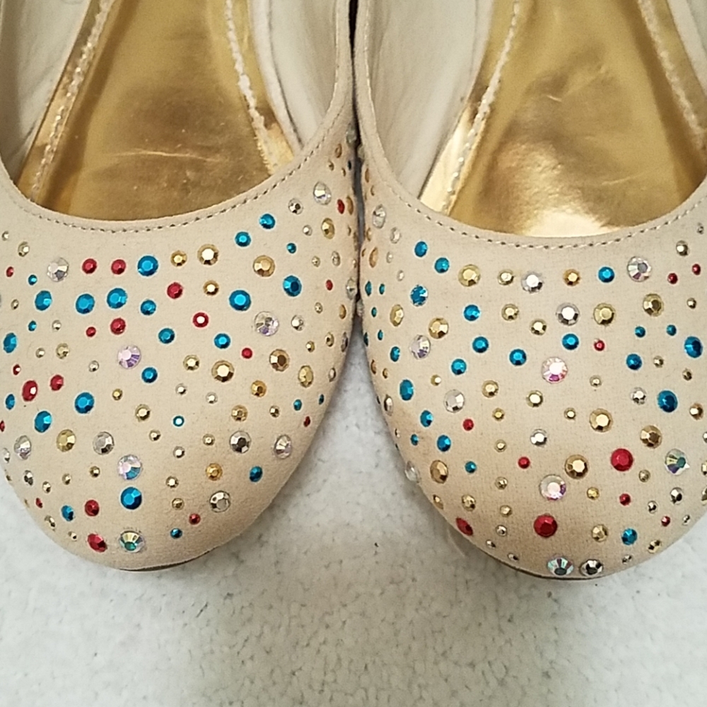 Alba Cream/Multicolor Rhinestone Flat Shoes - Picture 4 of 7